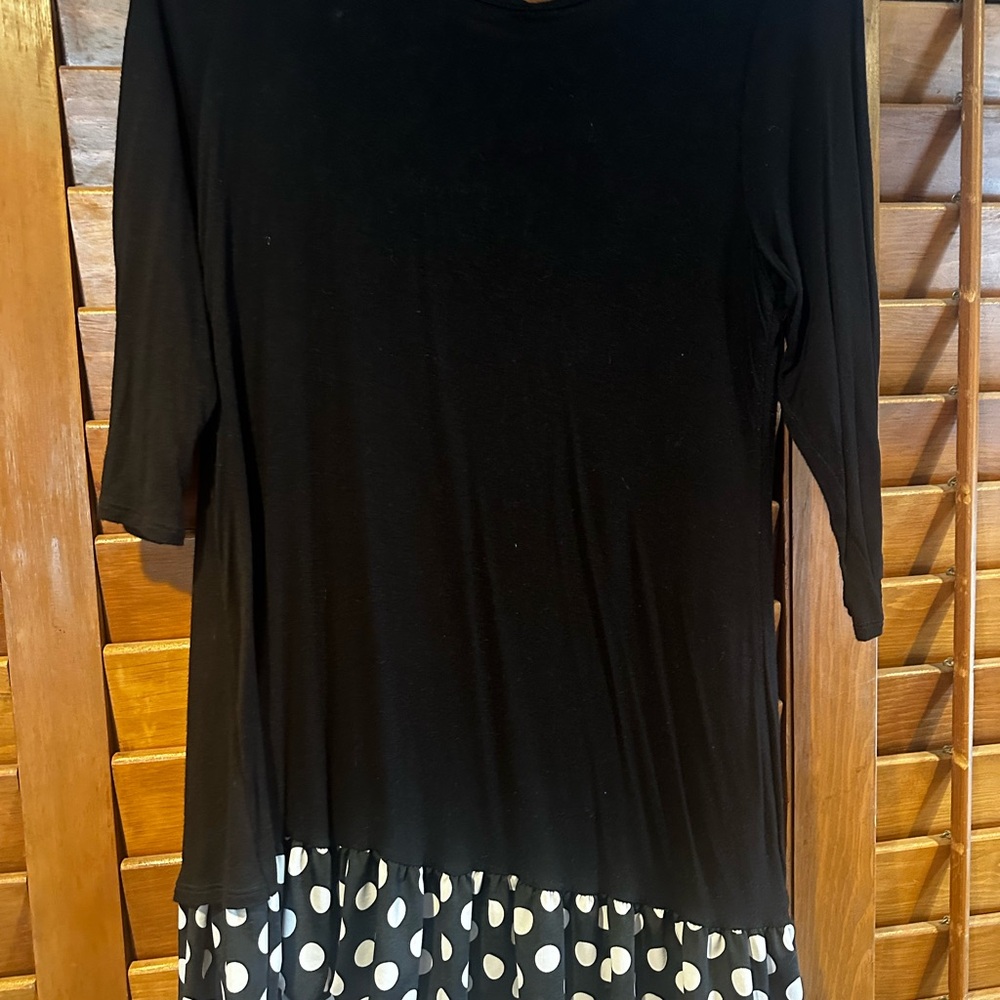 Celeste Black Tunic with White Polka Dot Hem